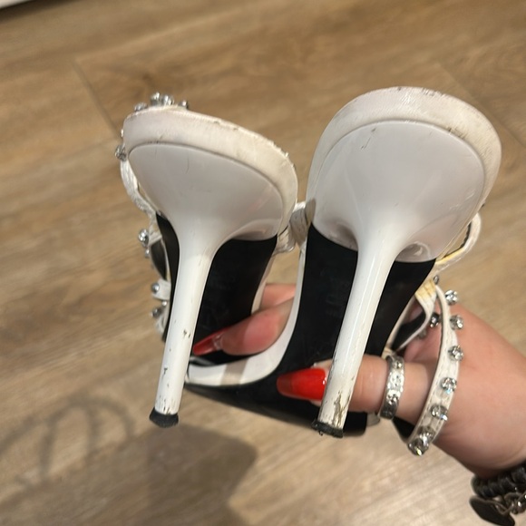 MOVING SALE Zara White Square Toe Strappy Studded Heels - Picture 12 of 12